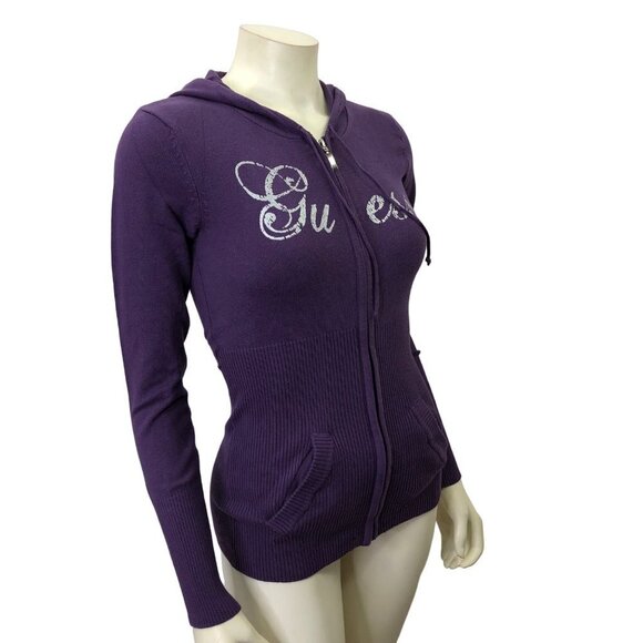 GUESS FULL ZIP LIGHT HOODIE SWEATER Md NEW WITHOUT TAG - Picture 7 of 8